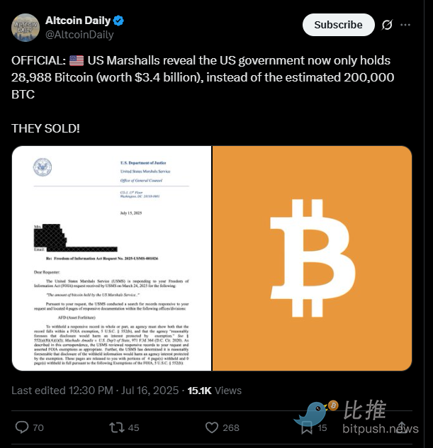 美法警局偷偷卖了 17 万枚 BTC?史诗级补仓要来了吗? 第2张 美法警局偷偷卖了 17 万枚 BTC?史诗级补仓要来了吗? 第2张